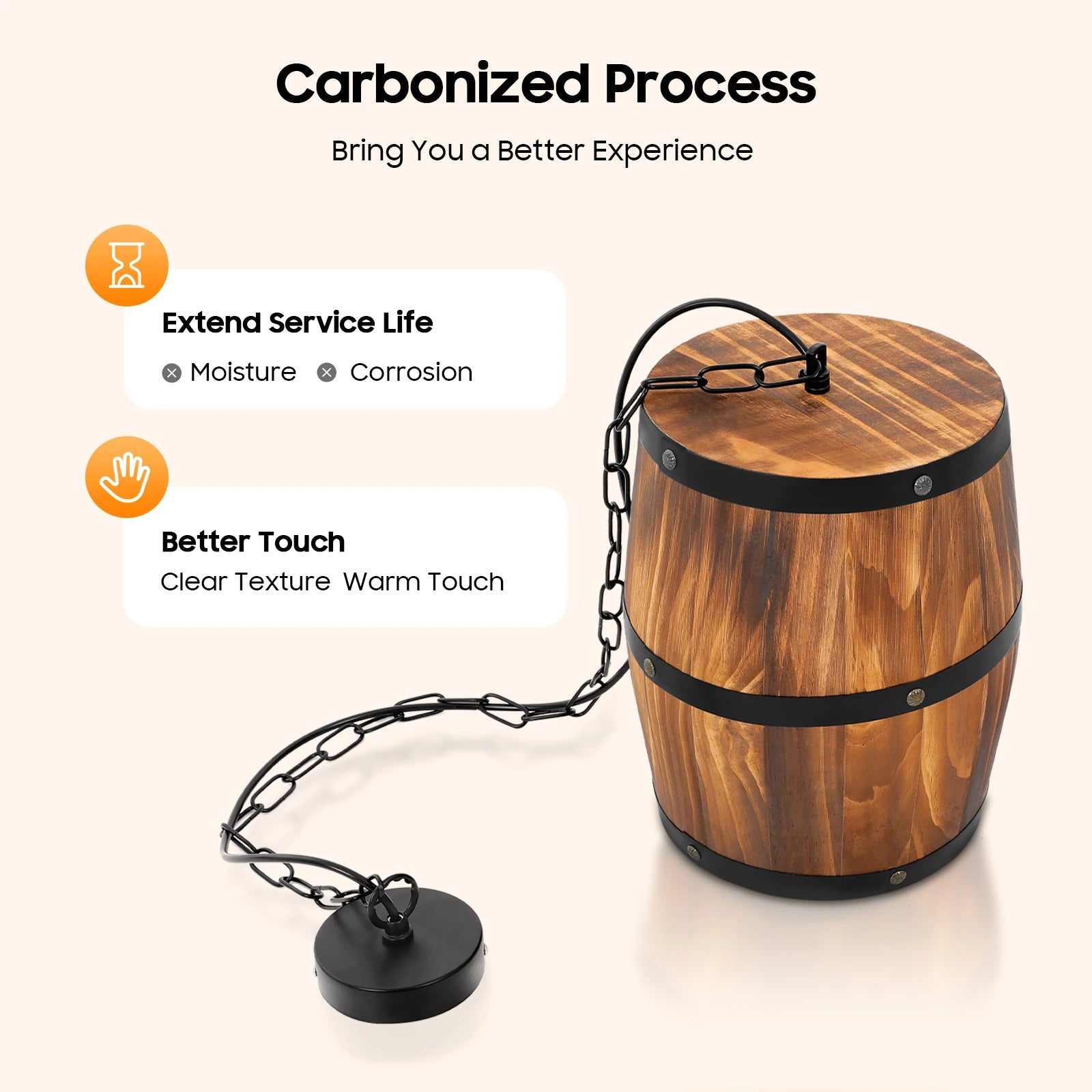 Retro wood wine-barrel pendant light e26 country loft hanging lamp industrial ceiling mounted chandelier for bar cafe