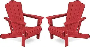 Kingyes 2-piece folding adirondack chair set - durable hdpe patio chairs with wooden texture for outdoor use - united