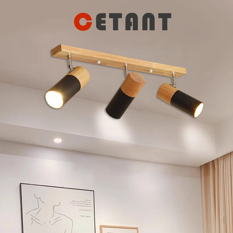 Wood ceiling light rotatable decorate spotlight indoor lighting for living room study foyer entryance cloakroom bedroom