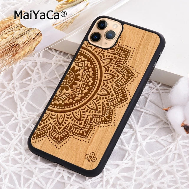 Maiyaca natural bamboo wood phone case cover for iphone 17 air 16 15 plus 11 12 13 14 pro max shell coque - 005