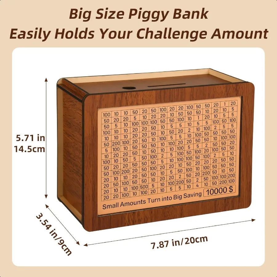 10000 kakeibo wooden money saving challenge box cash vault piggy bank for adults savings goals smash saver boys and gir