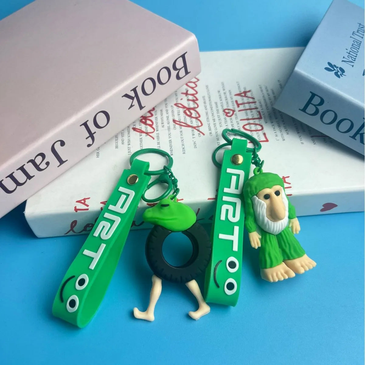 Wooden stick human pendant shanhaijing keychain funny abstract - key chain