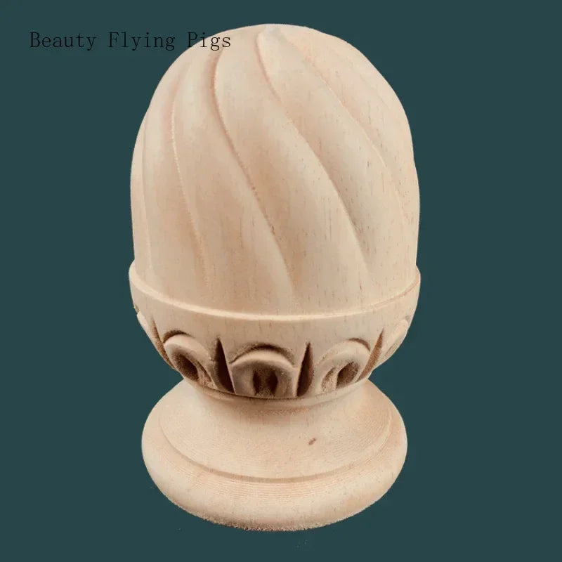 Solid wood carving solid color round ball staircase handrail bed tail headpost decoration column sculpture - decorative