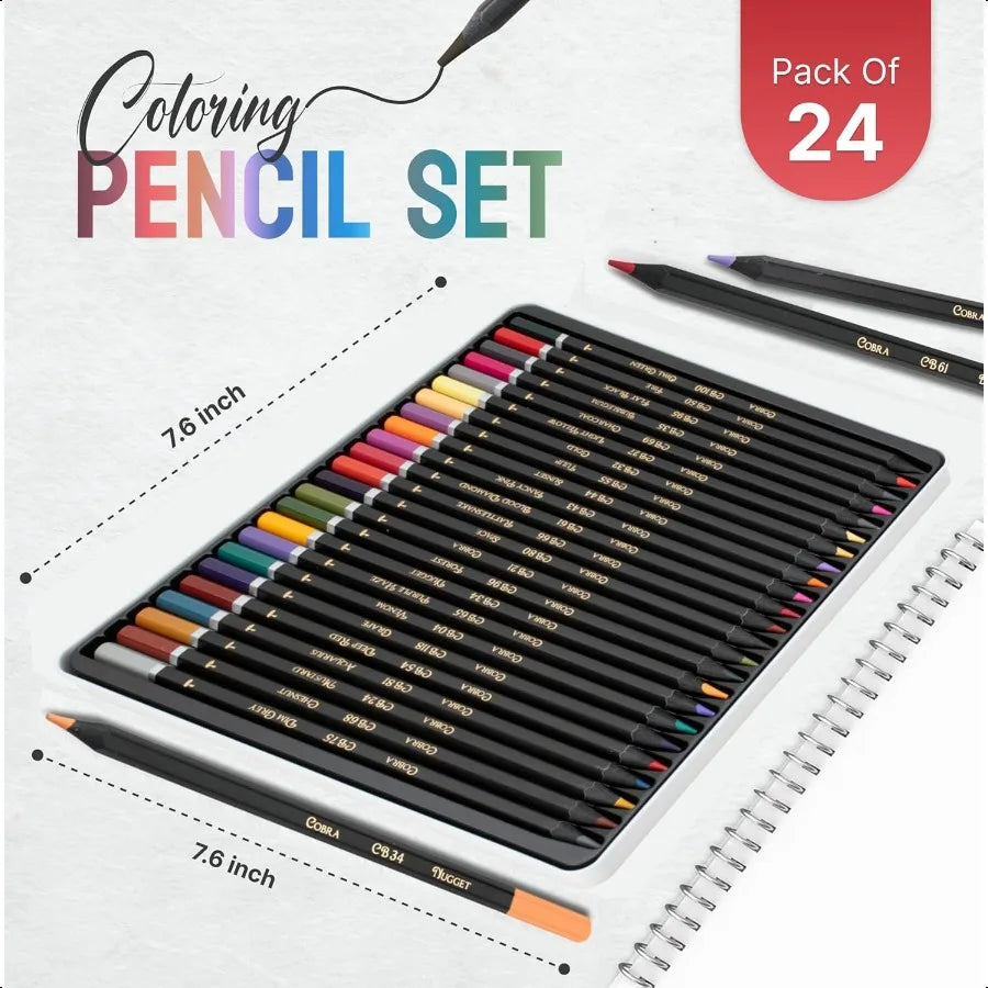 Coloring pencils for adults 24 wax soft core colored adult books vibrant color pencil set cobra - united states