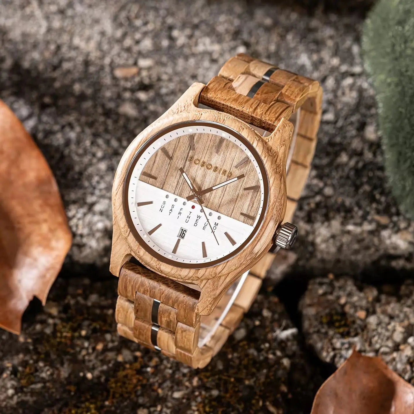 Bobo bird wooden quartz watch vintage man with calendar original luxury brands men’s wristwatch 2024 new arrival