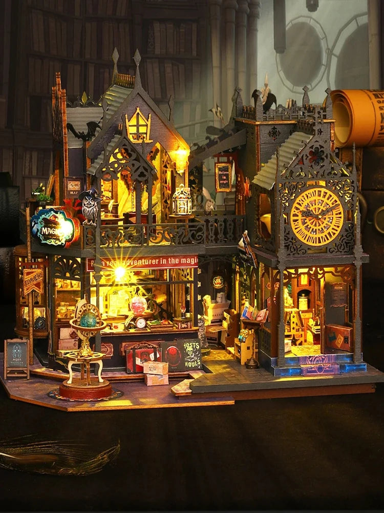 2014 new diy big doll house wooden case miniature furniture dollhouse toys for children birthday gifts