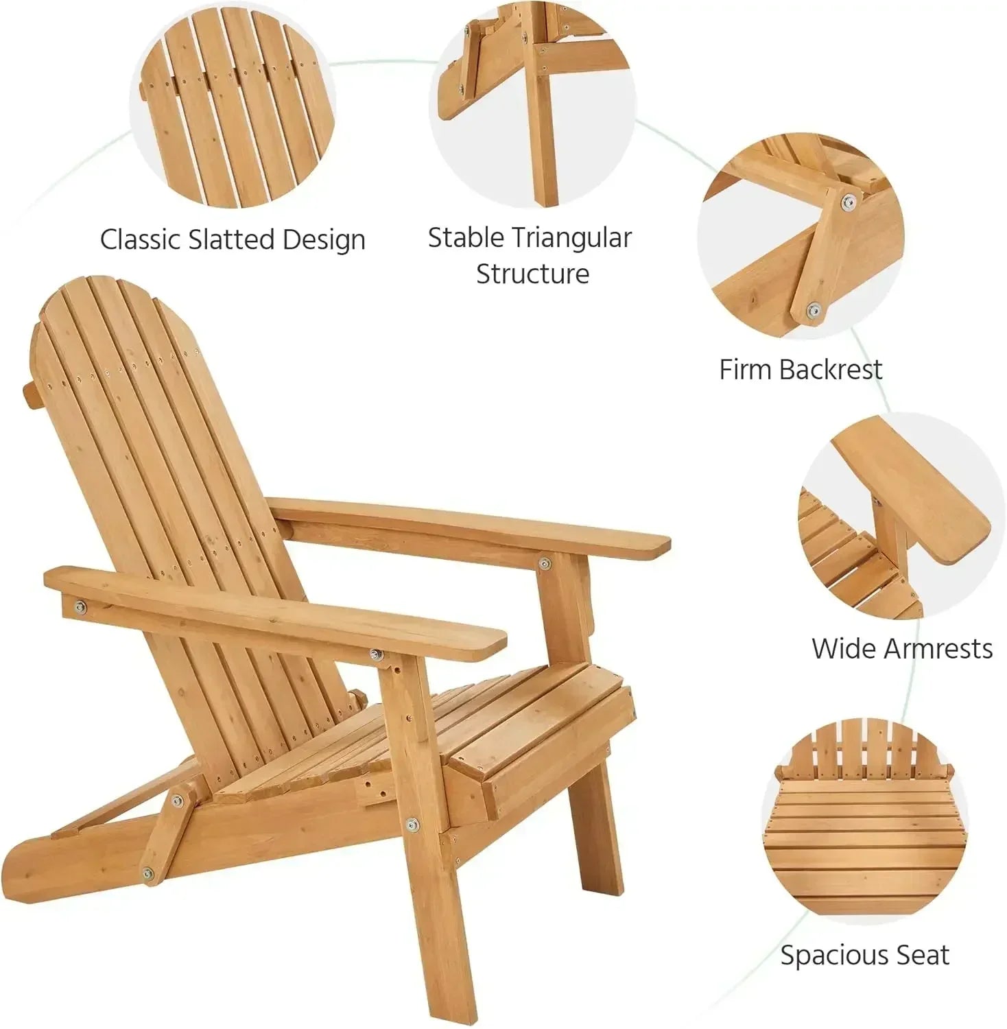 Xmsj.folding adirondack chair set of 2 outdoor 300lbs solid wood garden chair， fire pit lounge chairs