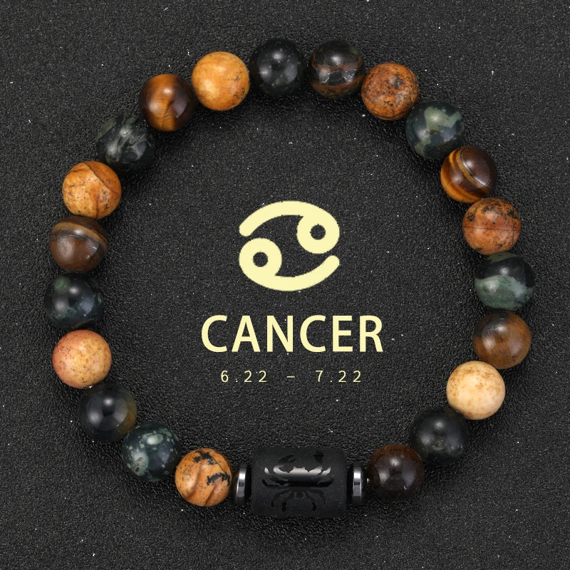 12 zodiac bracelets natural stone cancer virgo leo libra bracelet couples friendship gifts jewelry pulsera hombre