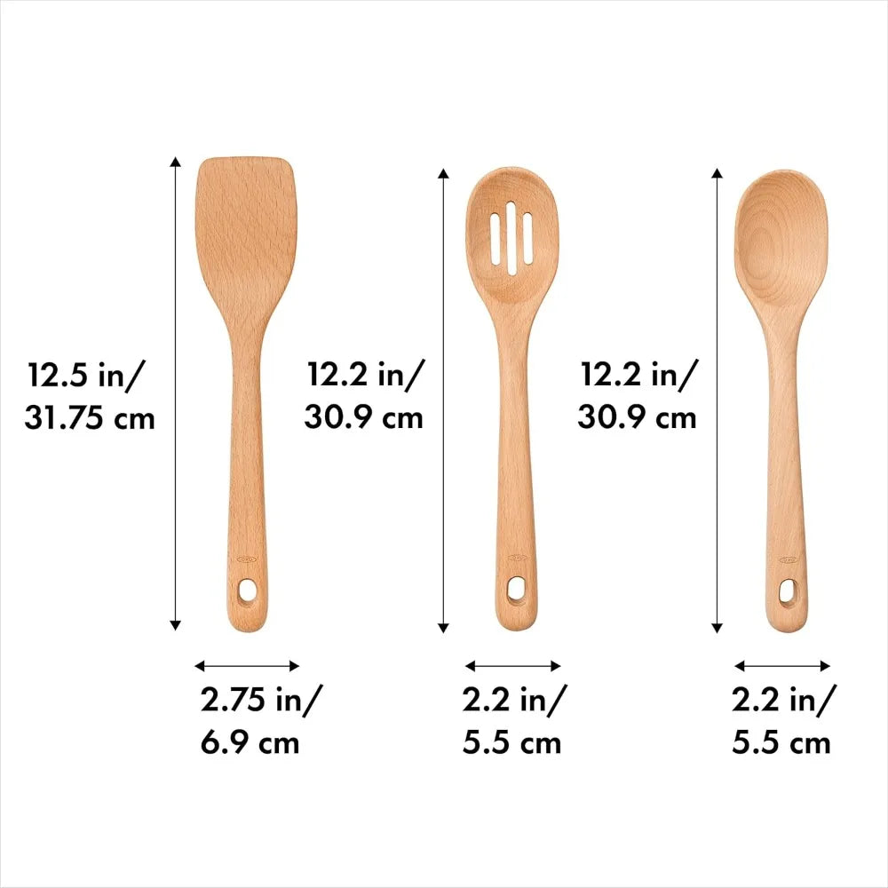 Good grips 3- piece wooden utensil set - united states / brown