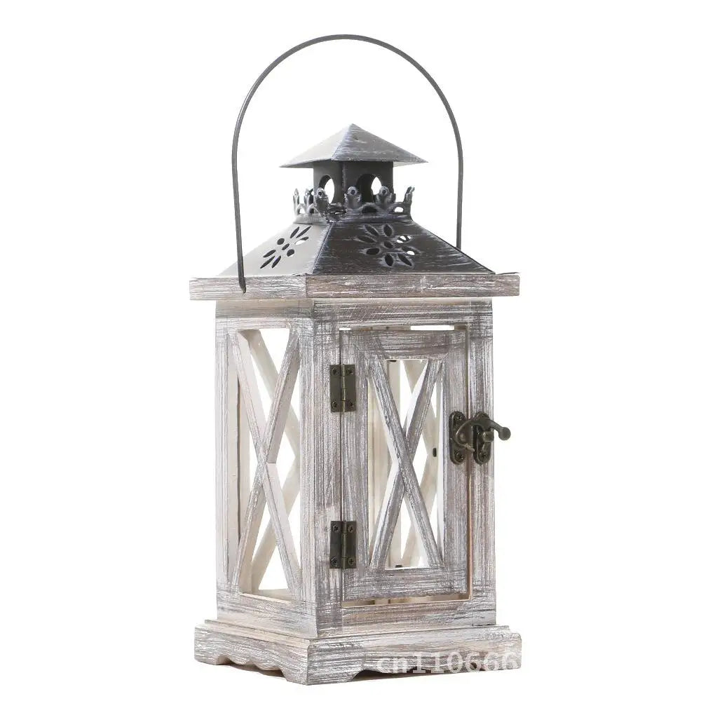 Vintage american wooden candle holder european style wind lamp home decorations christmas ornaments coffee color wood