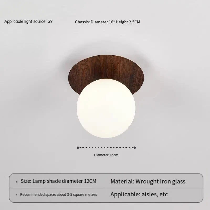 Creative wood grain ball corridor lamps glass luxury ceiling light new simple entryway balcony aisle - d2