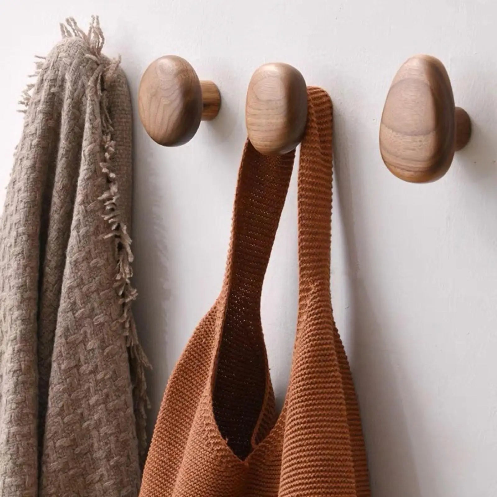 4pcs wood wall mounted coat hooks modern wooden clothes hanger decorative key towel hat scarf bathroom rack