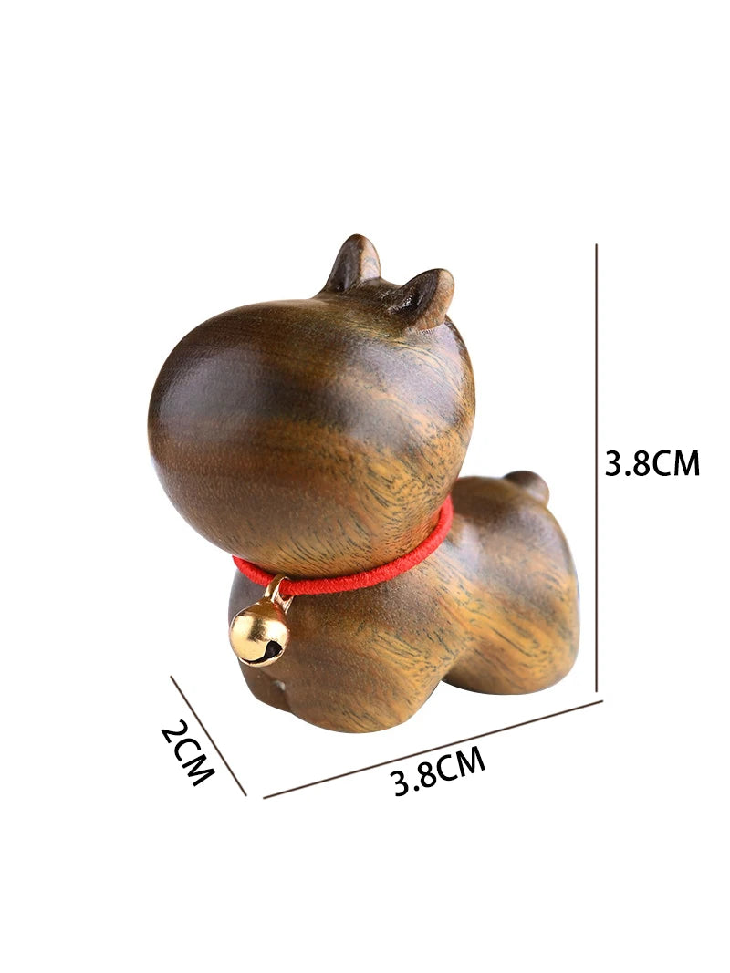 Mini natural wood cat dog miniatures hand-carved wooden puppy kitty figures room decor home decoration accessories - h1