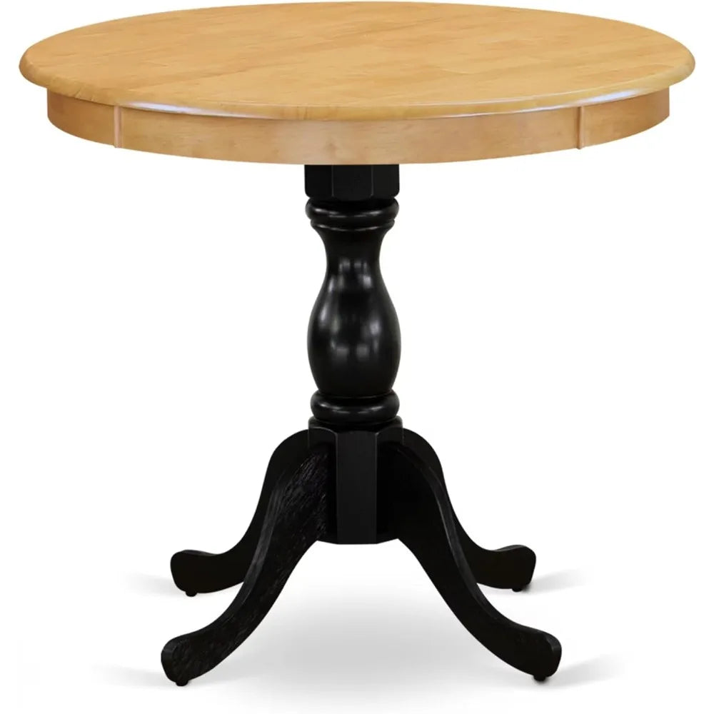 Round wooden antique oak dining table with pedestal base 36x36 inches - united states / amt tp