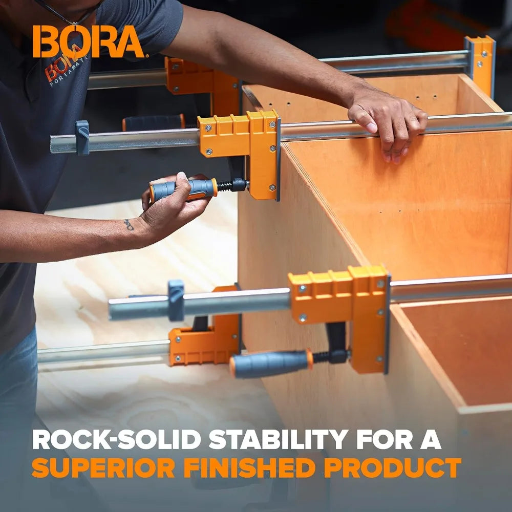 Bora 4 piece parallel clamps for woodworking pack 2 x 24 inch plus 31 clamp spreader set bar 11 - united states / orange