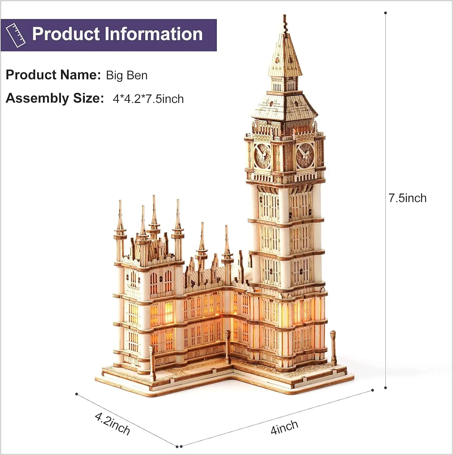 Robotime 3d puzzle wooden kits diy tower bridge big ben set eiffel model kit home decor birthday gifts