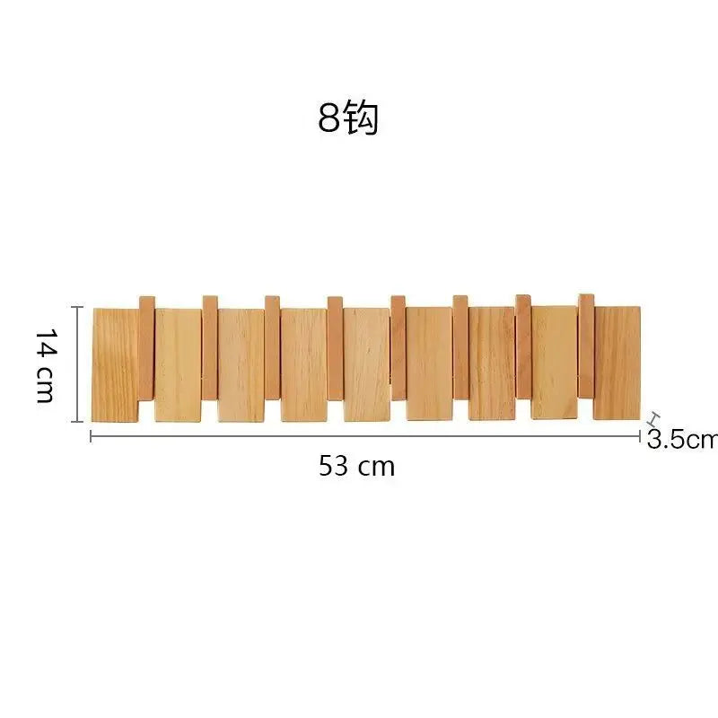 Wood coat rack wall mount hanger keys beech walnut door hook hat organizer porch entry home decor - pine-8 hooks