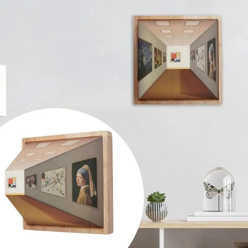 Creative 3d naked eye vision wall decoration wooden non perforated mounted bedside atmosphere unique home gift - usb