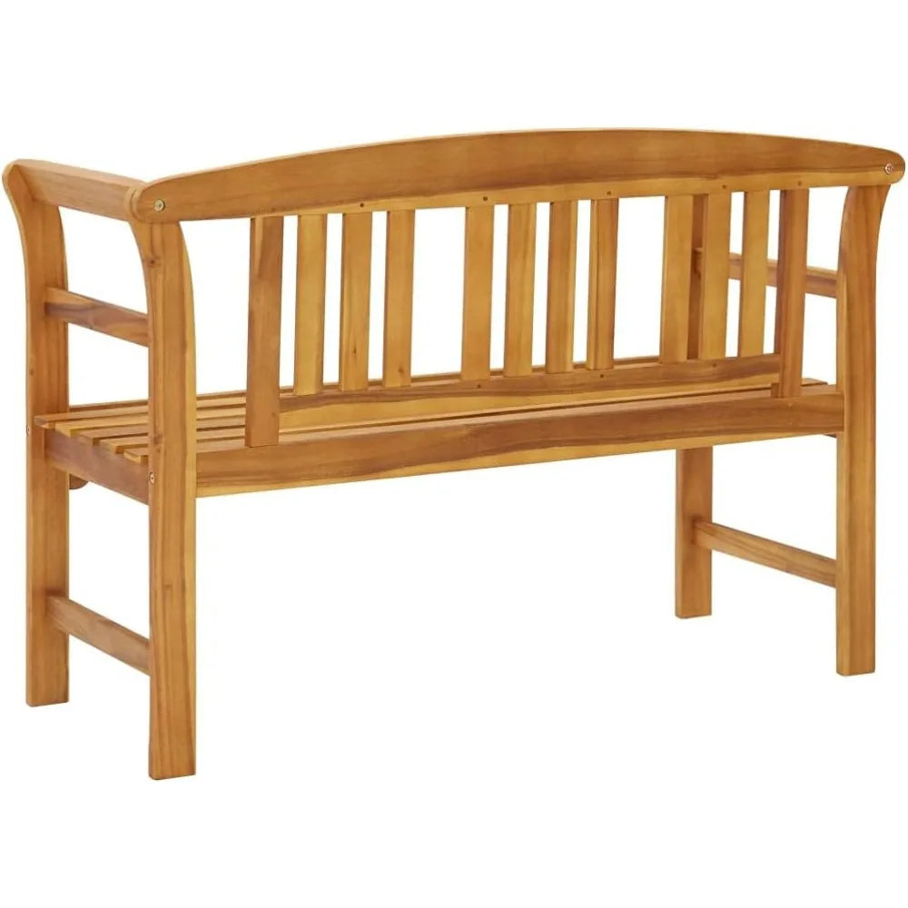 Solid acacia wood outdoor patio bench with engraved rose design for comfortable indoor and seating - brown / united