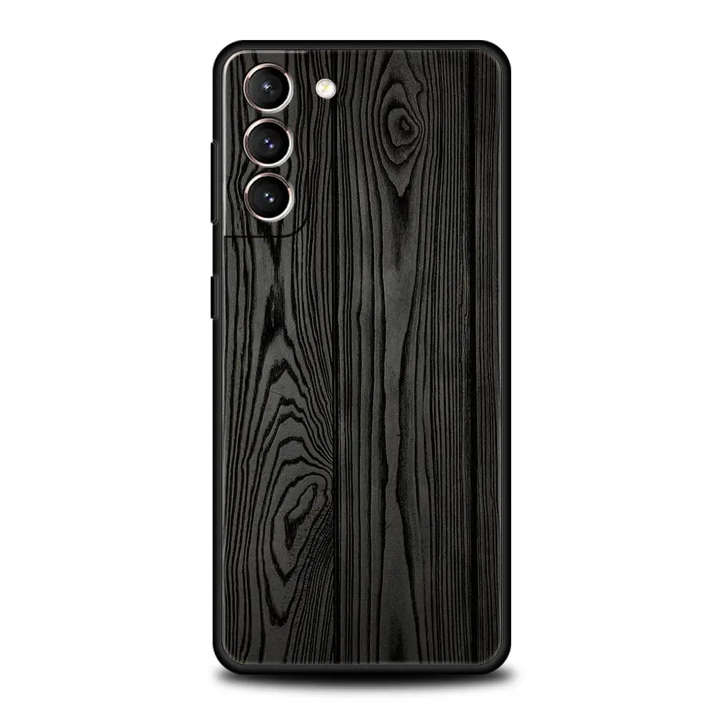 Carved wood case for samsung galaxy s22 s21 s20 ultra fe 5g s24 s9 s10 plus s23 s10e silicone phone cover shell black