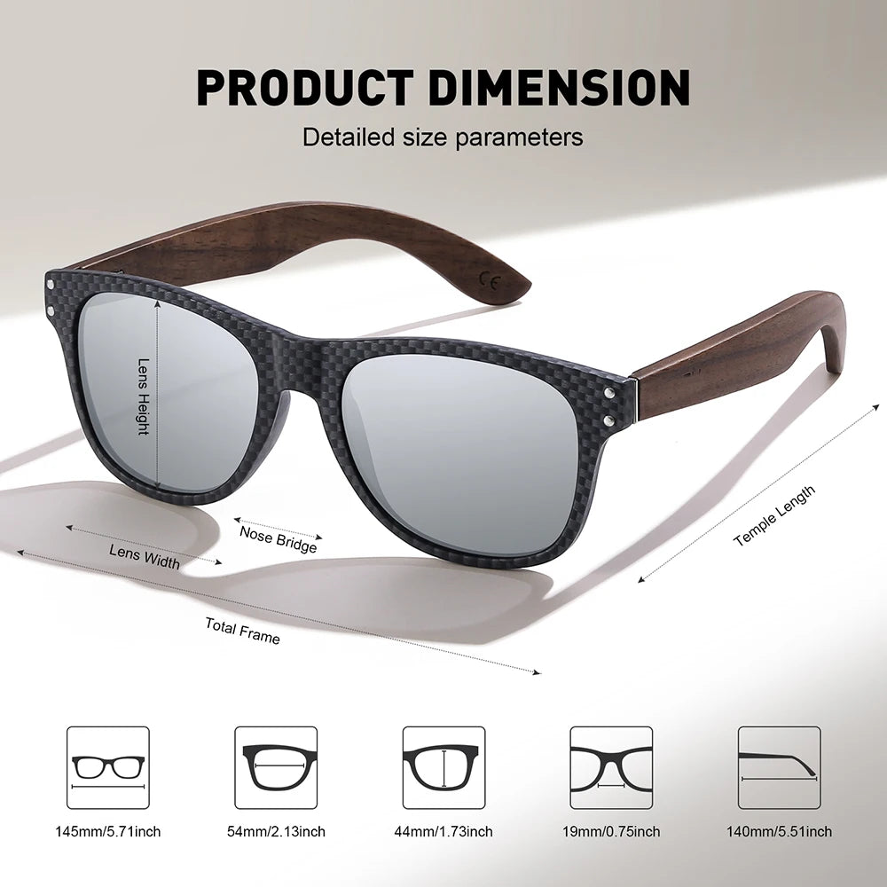Gm natural wooden sunglasses men’s polarized fashion walnut sunglasses carbon fiber 8010