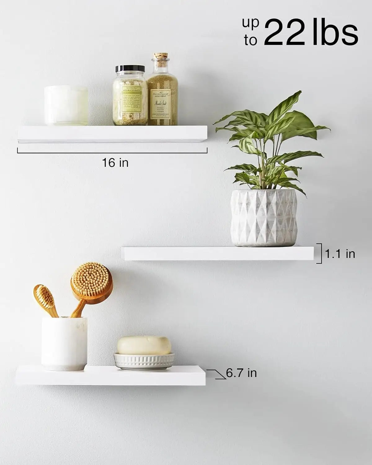 Floating shelves for wall mounted rustic wood bathroom bedroom living room kitchen hanging shelf - united states / black
