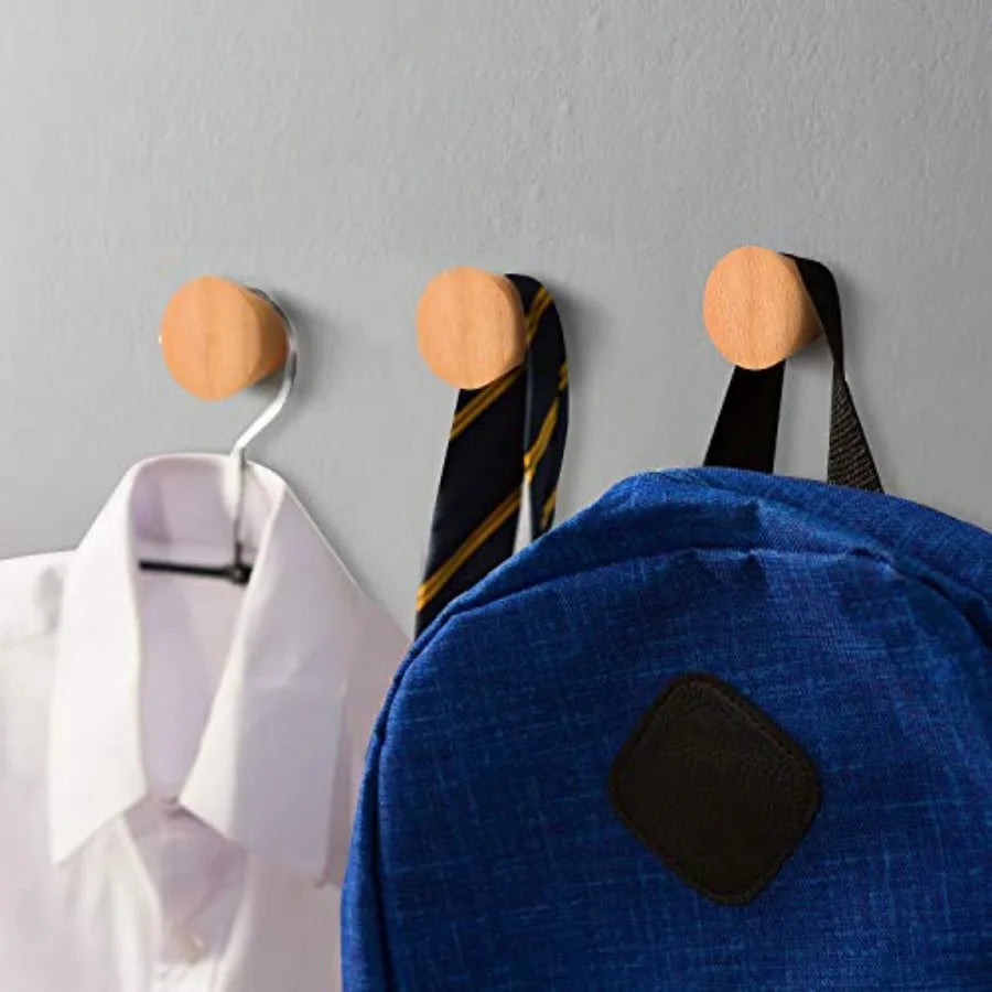 4 packs wood wall hooks wooden pegs for hanging coat heavy duty robe hat rack modern handmade single decorative woode