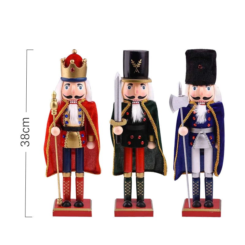 Christmas nutcracker decoration puppet solider cloak king wooden doll walnut handcraft figurine home office decor merry