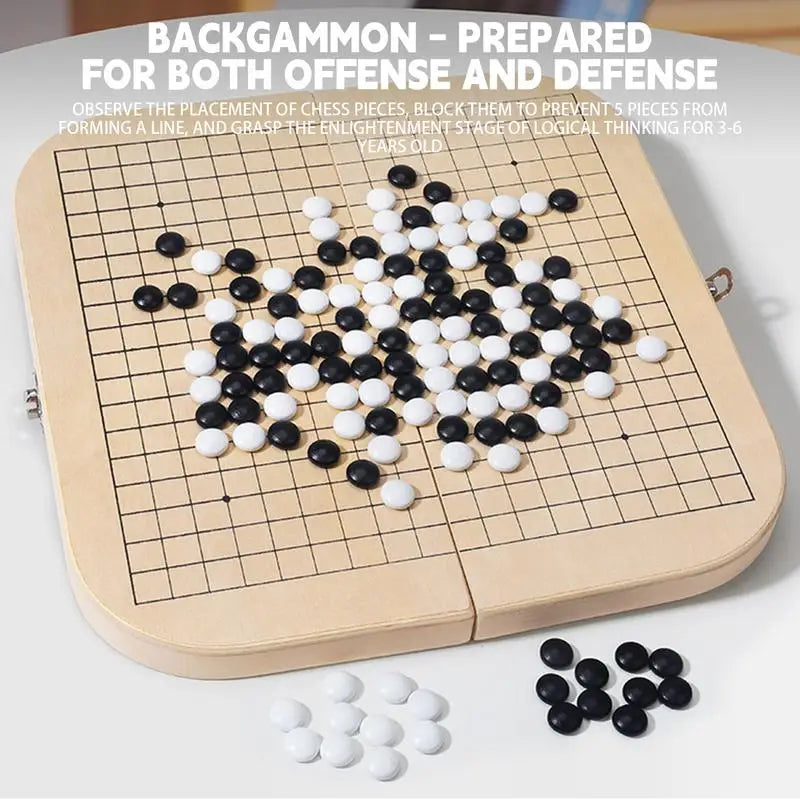 Go game foldable black and white weiqi chessman chess set children puzzle board wooden toys gifts - cn