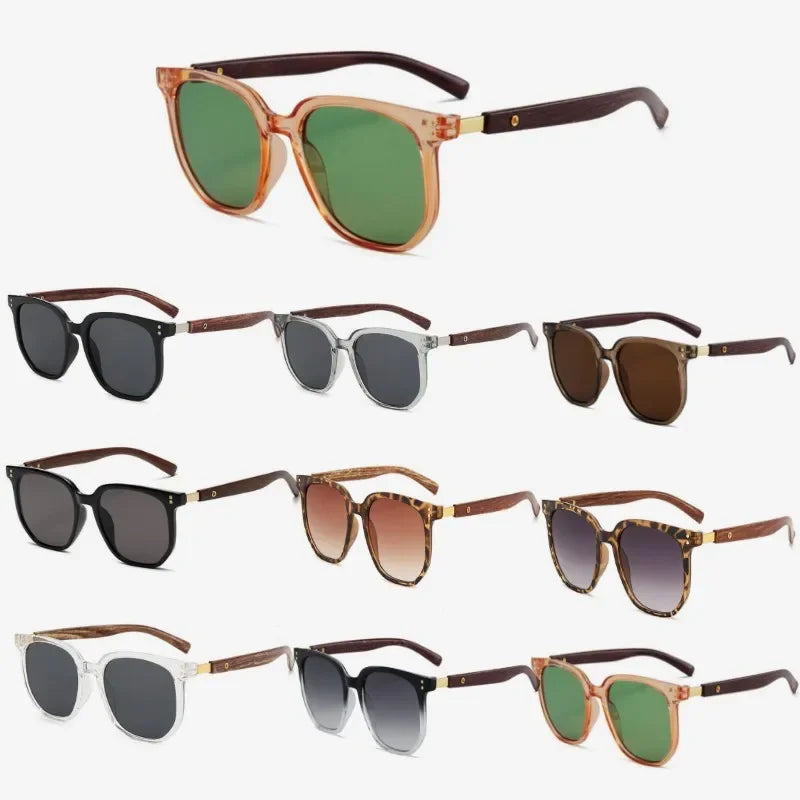 Wood sunglasses with dark polarized lenses retro fashion shades square frame men sun glasses female uv400