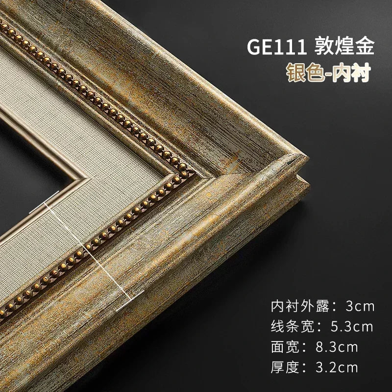 Wooden picture oil painting frame photo holder wall hanging shadow vintage photocard personalized gift gold room decor