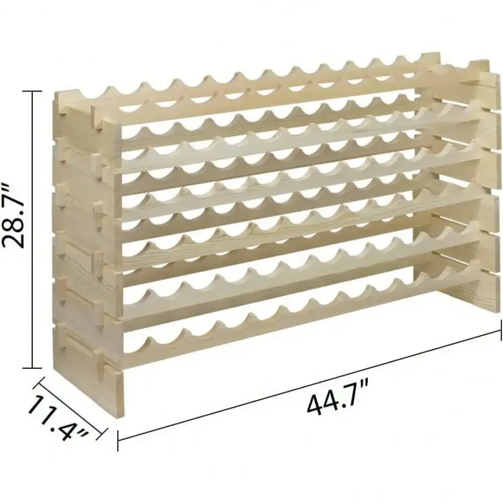 2pcs 6 tiers 72 bottles solid wood wine rack display freestanding shelves - light yellow / united states