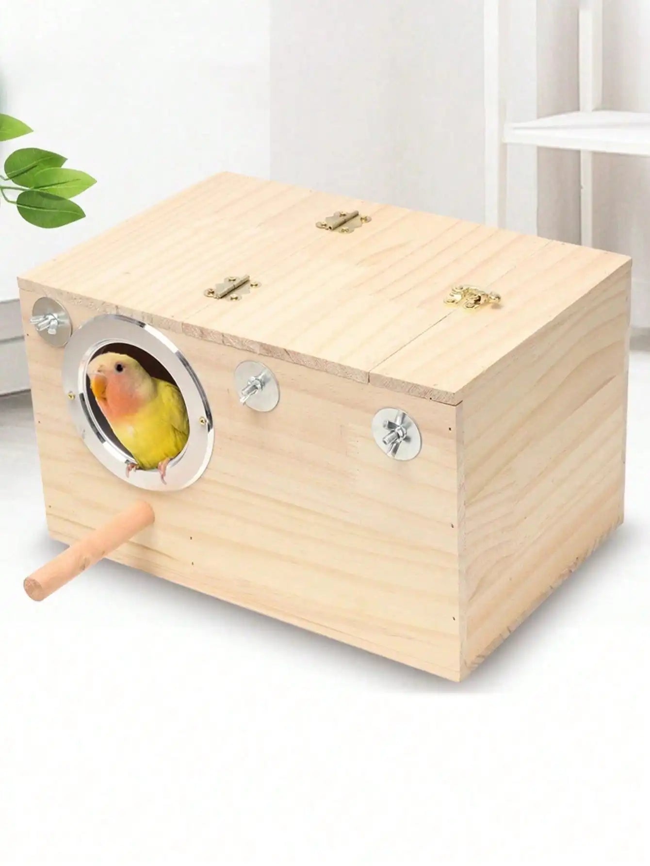 Parakeet nest box bird house wood breeding parrot mating hamster suitable for lovebirds cockatoos budgies finc - yellow