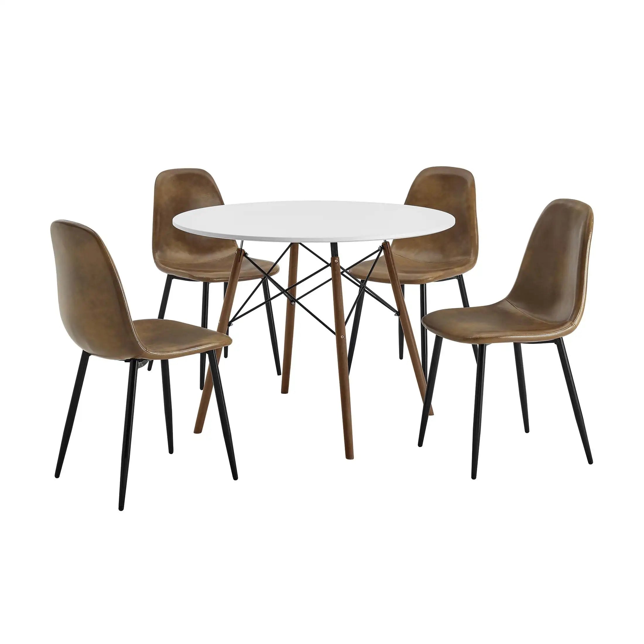 39inch round wood dining table white and brown color for indoor - united states / white