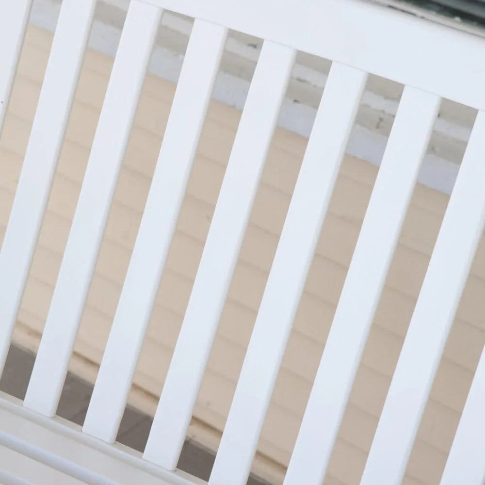 Porch swing patio premium swings outdoor wooden 2 person bench furniture in 4 ft hanging modern white all weather style