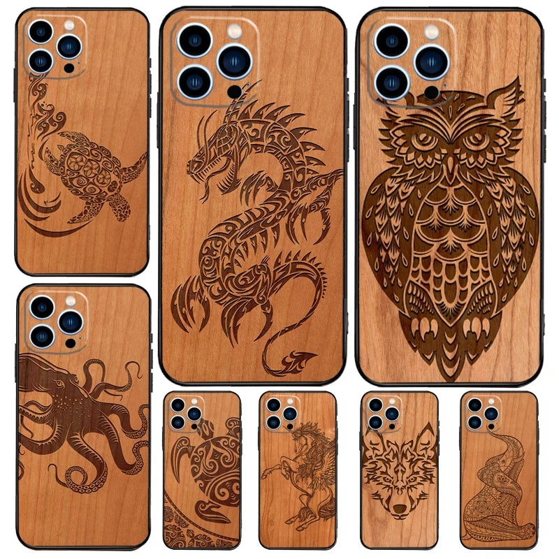 turtle-elephant-dragon-wood-phone-case-for-iphone-15-16-14-13-12-11-pro-max-mini-plus-xs-x-xr-back-cover