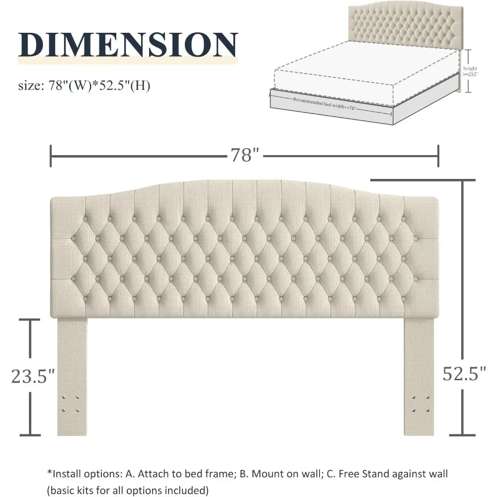 Headboard only upholstered king size for adjustable bed linen tufted wall mounted head board with solid wood leg