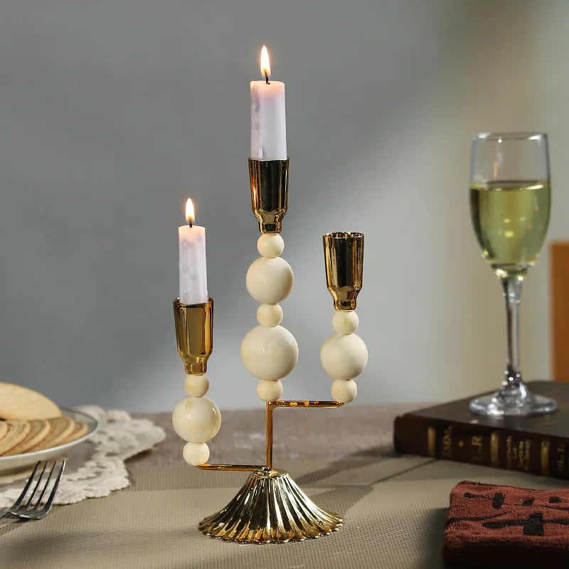 Wooden iron candle stand vintage dinner table centerpiece candlestick wedding festival home decoration photography props