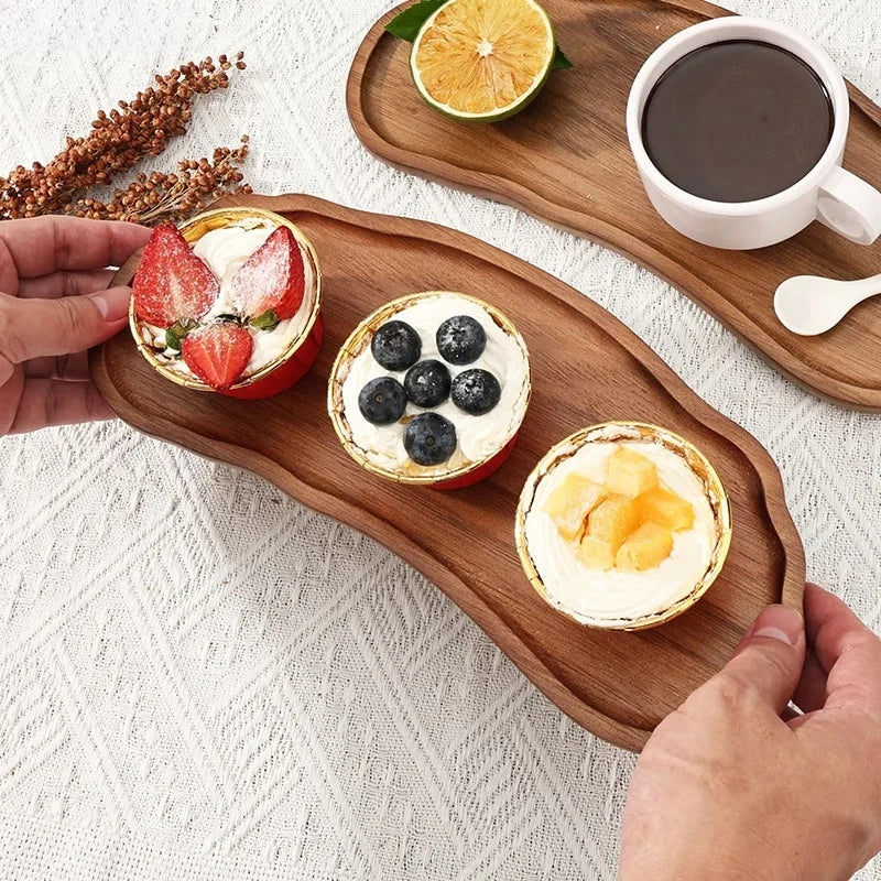 Premium japanese style wooden serving tray set for restaurant bakery use with high temperature resistance natural solid