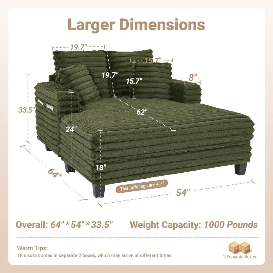 Chaise lounge chair indoor 64 oversized s with wood frame upholstered sofa bed for living room movie bedroom 4 - united