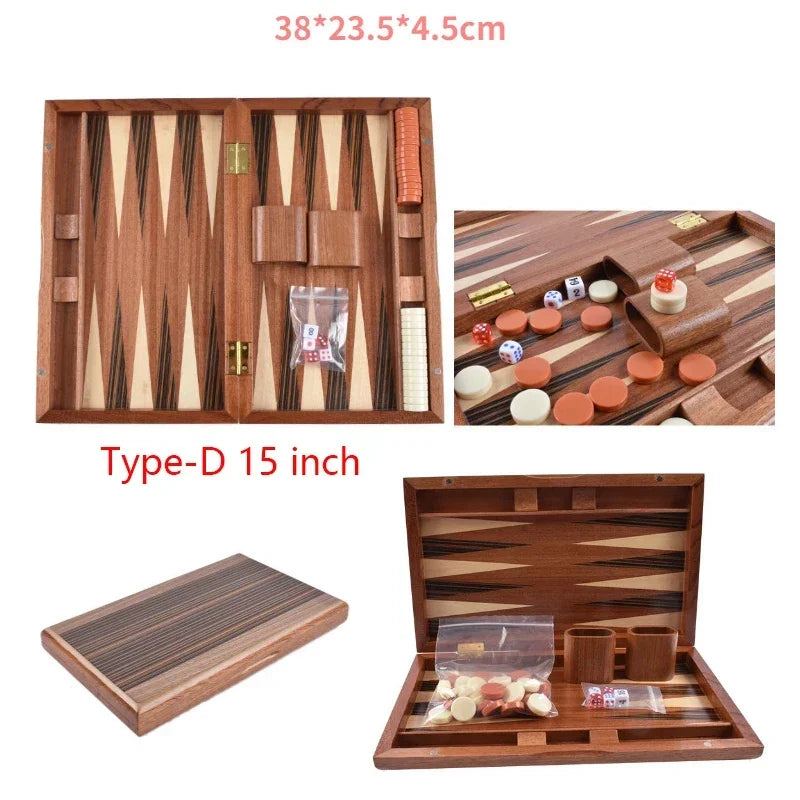 11-17 inch wooden backgammon luxury chess set foldable large board handmade professional family table game gift - 15