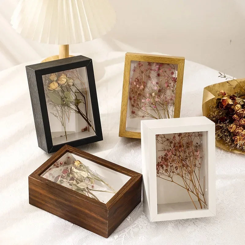 Wooden picture frames,dried flower specimen holder handmade diy handwork display phote frame home decoration,depth 3cm