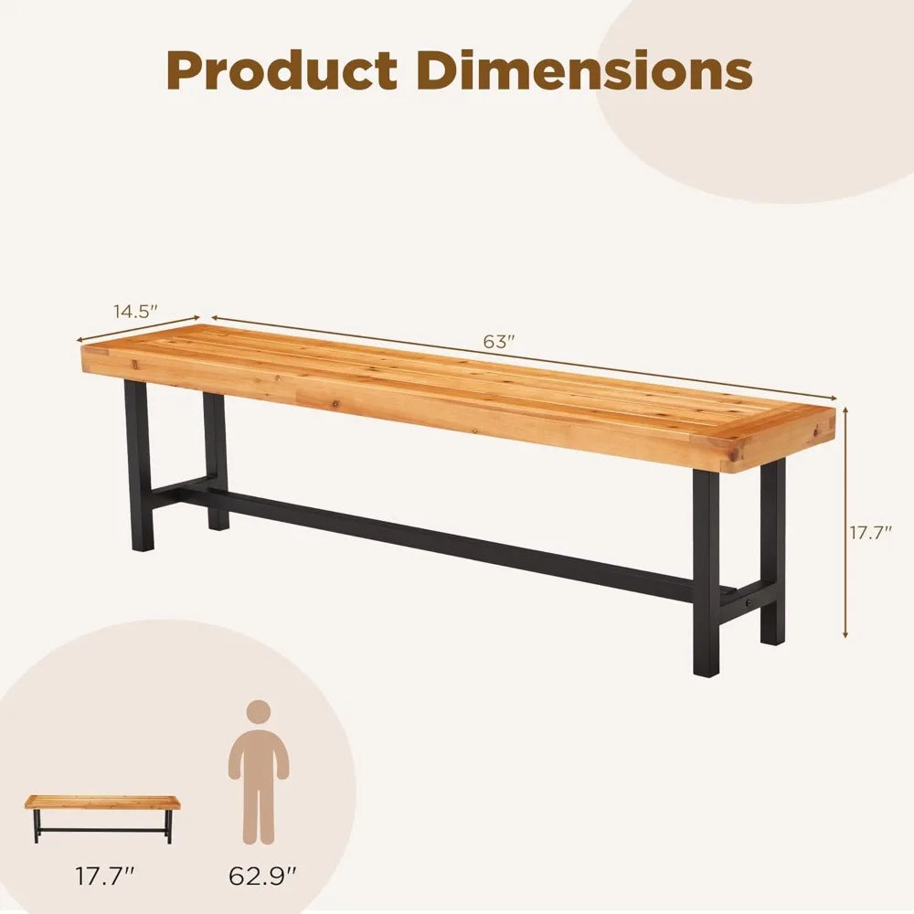 Outdoor wood benches set of 2 patio wooden picnic bench waterproof backless long garden park chair for porch balcony
