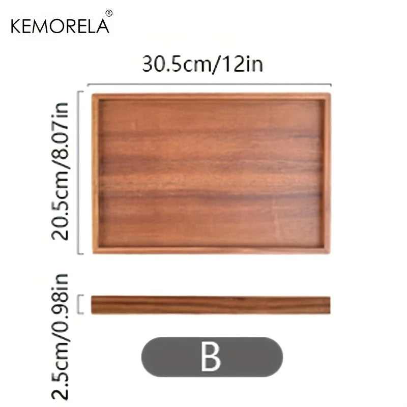 1pcs retro wooden rectangular storage trays hotel dessert dinner tea food tableware serving tray home kitchen - b