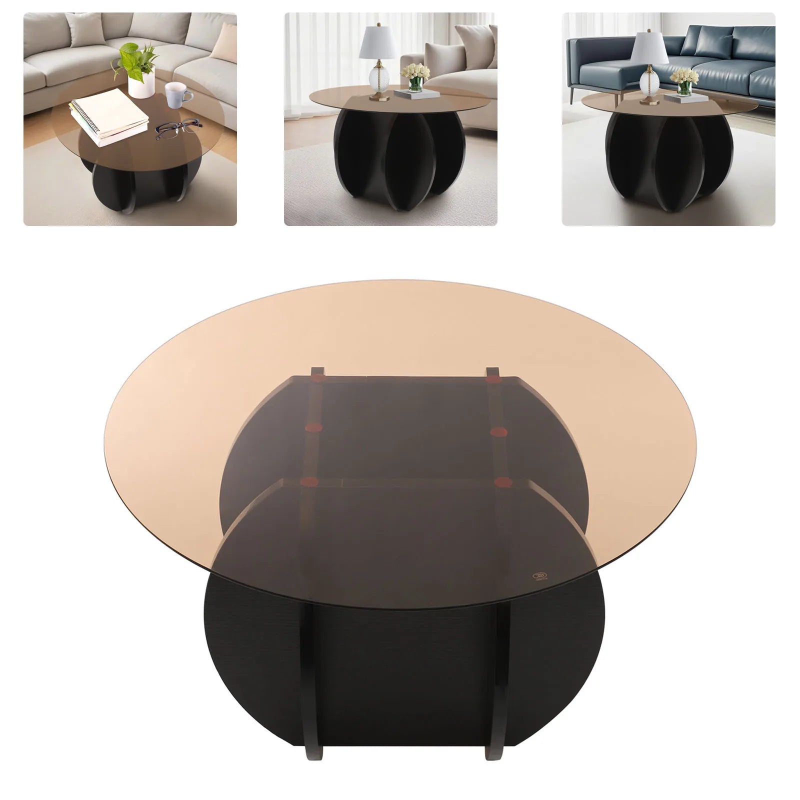 70cm round luxury modern glass coffee table living room small household minimalist - multi / united states