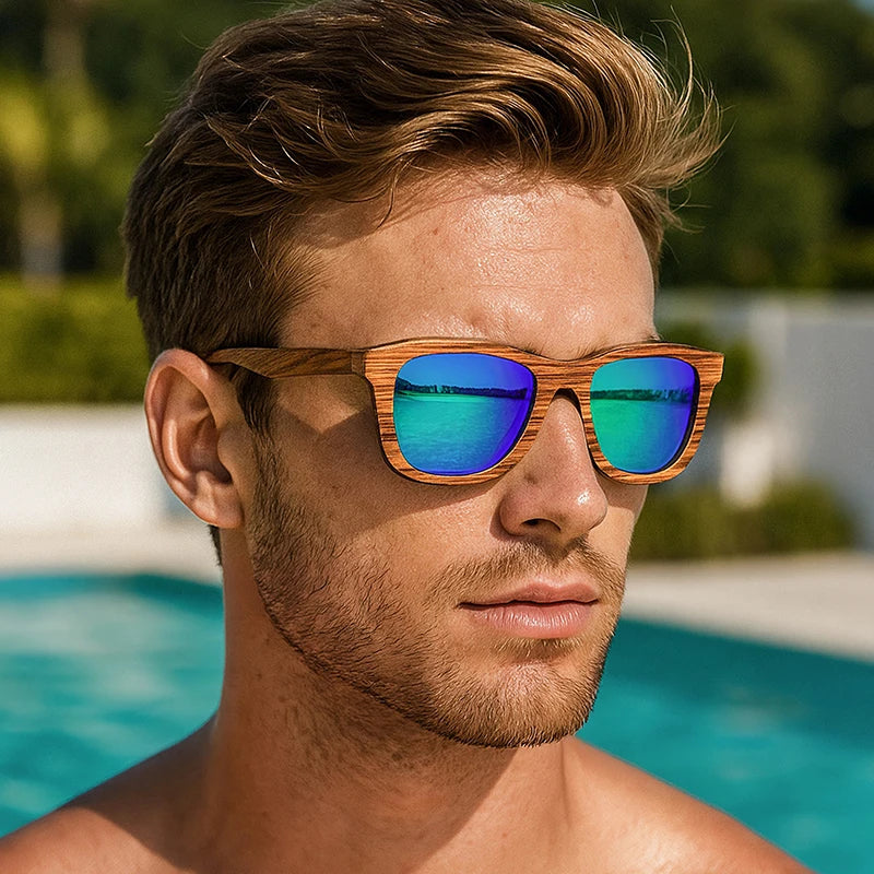 Juncture fashion bamboo wood vintage square sunglasses men women luxury brand designer sun glasses wooden driving uv400