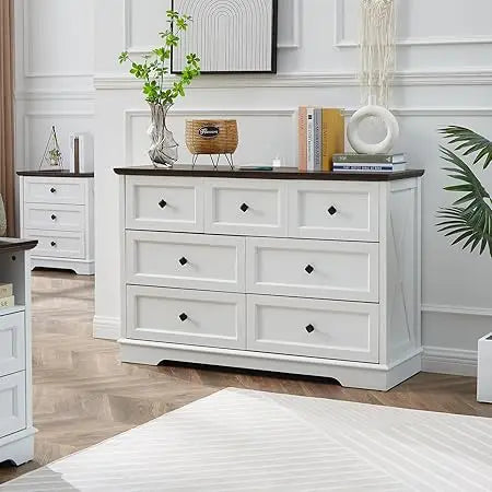 7 drawer dressers farmhouse dresser chest of for bedroom modern wood with charging station dr - white / united states