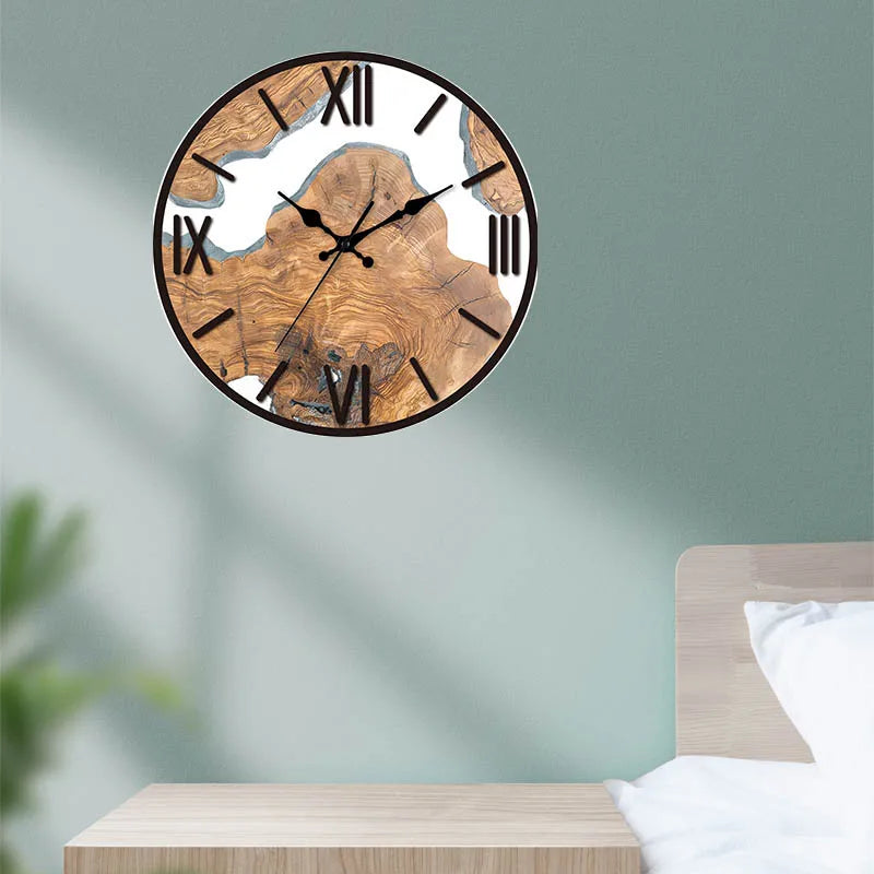 New 12 inches nordic simple acrylic wall clocks wood grain texture clock living room decorative fashion silent - 10