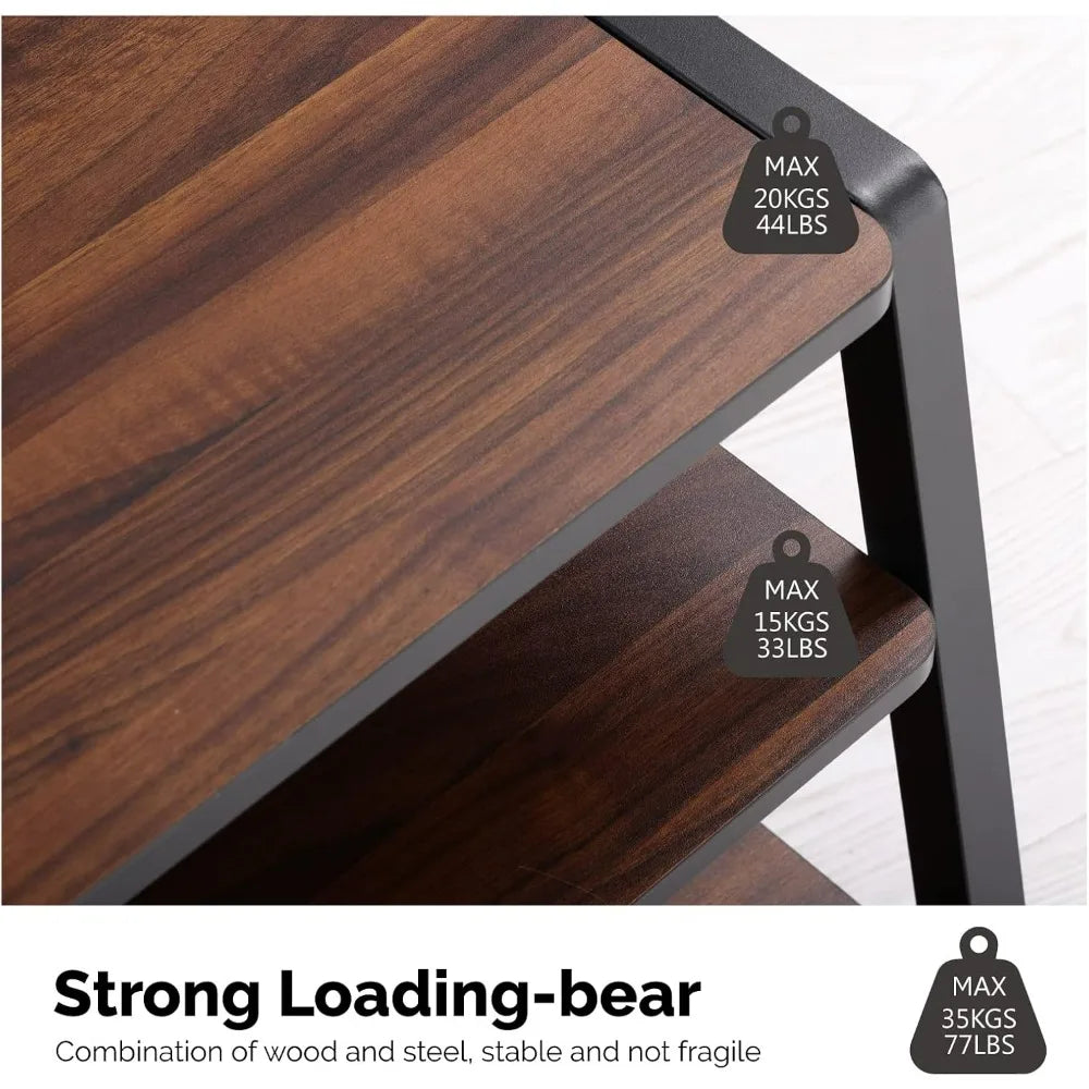 3-tier floor tv stand for 37-70 inch tvs entertainment center with storage-height adjustable console stands walnu