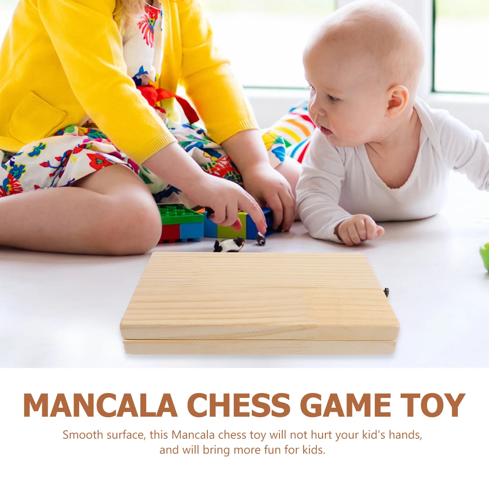 Foldable gem chess children mancala logic training gemstone toy game for kids pine wood - assorted color